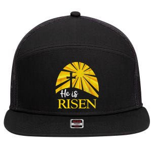 He Is Risen Religious Easter Jesus Christian 7 Panel Mesh Trucker Snapback Hat