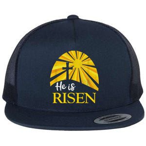 He Is Risen Religious Easter Jesus Christian Flat Bill Trucker Hat