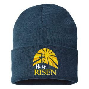 He Is Risen Religious Easter Jesus Christian Sustainable Knit Beanie