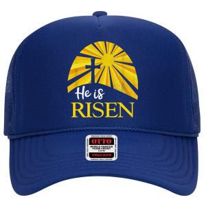 He Is Risen Religious Easter Jesus Christian High Crown Mesh Back Trucker Hat