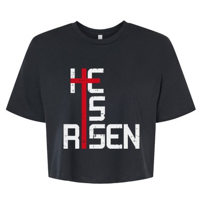 He Is Risen Cross Jesus Easter Christian Religious Trending Design Bella+Canvas Jersey Crop Tee