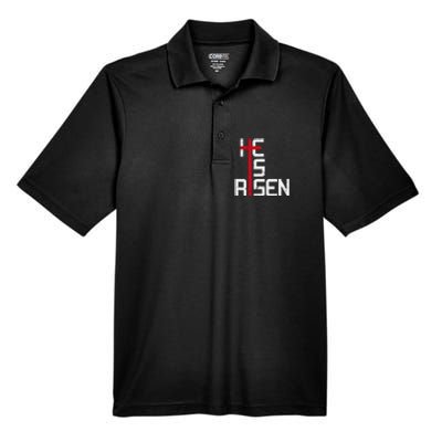 He Is Risen Cross Jesus Easter Christian Religious Trending Design Men's Origin Performance Pique Polo