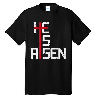 He Is Risen Cross Jesus Easter Christian Religious Trending Design Tall T-Shirt