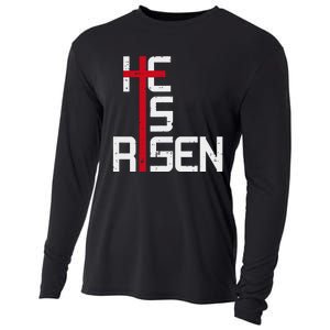 He Is Risen Cross Jesus Easter Christian Religious Trending Design Cooling Performance Long Sleeve Crew