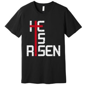 He Is Risen Cross Jesus Easter Christian Religious Trending Design Premium T-Shirt