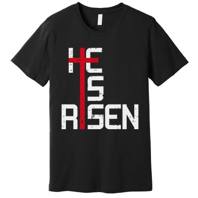 He Is Risen Cross Jesus Easter Christian Religious Trending Design Premium T-Shirt