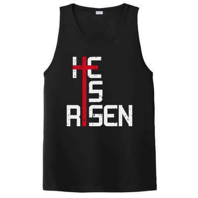 He Is Risen Cross Jesus Easter Christian Religious Trending Design PosiCharge Competitor Tank