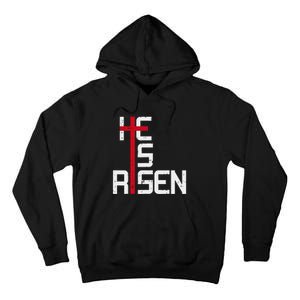 He Is Risen Cross Jesus Easter Christian Religious Trending Design Tall Hoodie