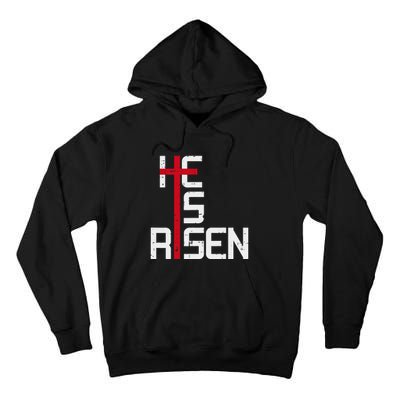 He Is Risen Cross Jesus Easter Christian Religious Trending Design Tall Hoodie