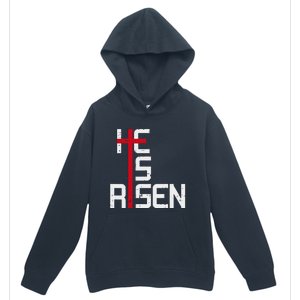 He Is Risen Cross Jesus Easter Christian Religious Trending Design Urban Pullover Hoodie