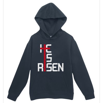 He Is Risen Cross Jesus Easter Christian Religious Trending Design Urban Pullover Hoodie