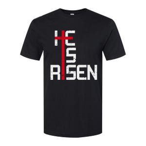 He Is Risen Cross Jesus Easter Christian Religious Trending Design Softstyle CVC T-Shirt