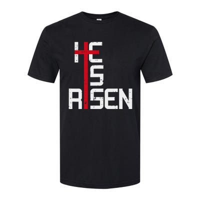 He Is Risen Cross Jesus Easter Christian Religious Trending Design Softstyle CVC T-Shirt