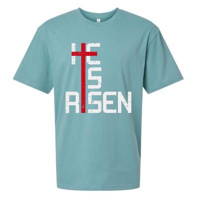 He Is Risen Cross Jesus Easter Christian Religious Trending Design Sueded Cloud Jersey T-Shirt