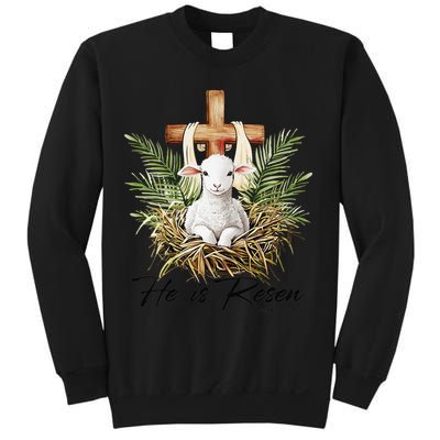 He Is Risen Lamb Cross Jesus Religious Christian Women Sweatshirt