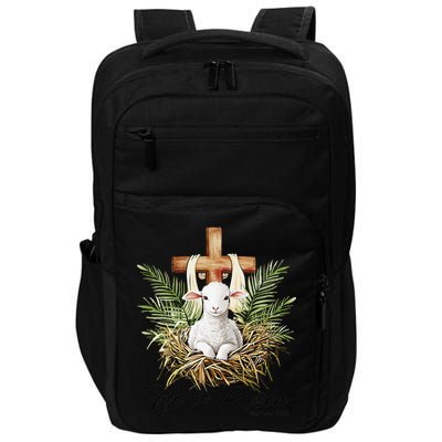 He Is Risen Lamb Cross Jesus Religious Christian Women Impact Tech Backpack