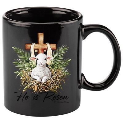 He Is Risen Lamb Cross Jesus Religious Christian Women 11oz C Handle Ceramic Mug