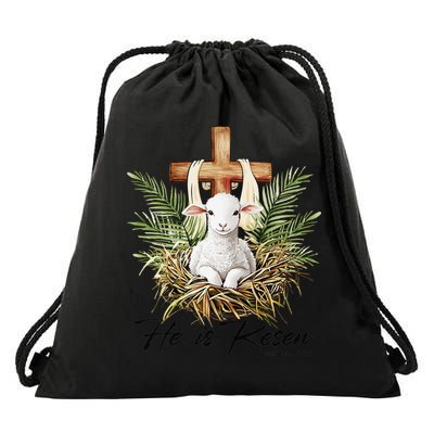 He Is Risen Lamb Cross Jesus Religious Christian Women Drawstring Bag