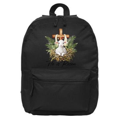 He Is Risen Lamb Cross Jesus Religious Christian Women 16 in Basic Backpack