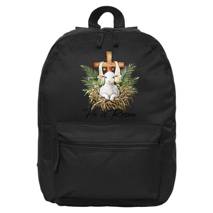 He Is Risen Lamb Cross Jesus Religious Christian Women 16 in Basic Backpack