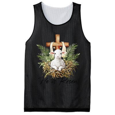 He Is Risen Lamb Cross Jesus Religious Christian Women Mesh Reversible Basketball Jersey Tank