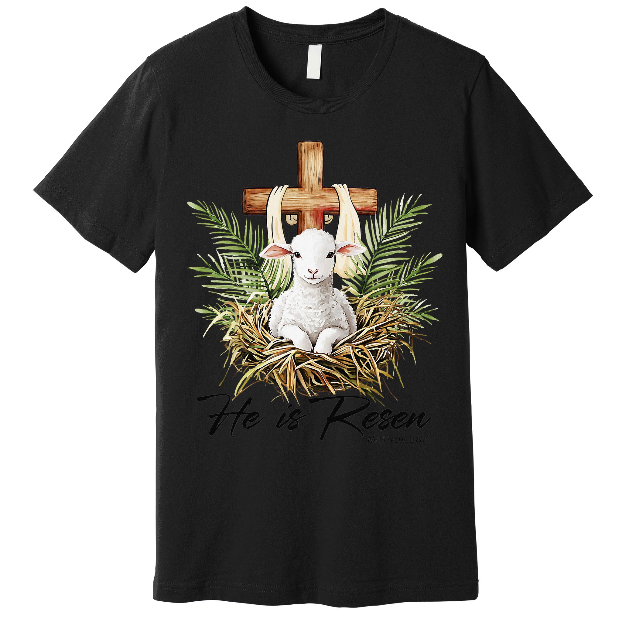 He Is Risen Lamb Cross Jesus Religious Christian Women Premium T-Shirt