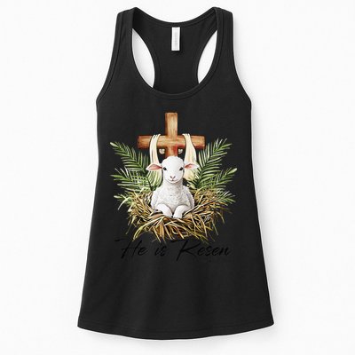 He Is Risen Lamb Cross Jesus Religious Christian Women Womens Tank Top