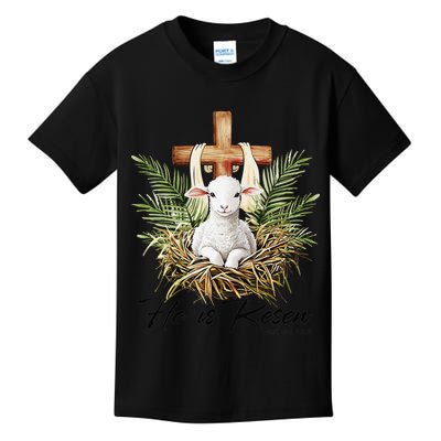 He Is Risen Lamb Cross Jesus Religious Christian Women Kids T-Shirt