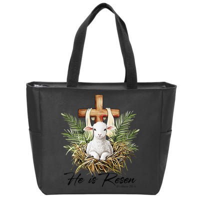 He Is Risen Lamb Cross Jesus Religious Christian Women Zip Tote Bag