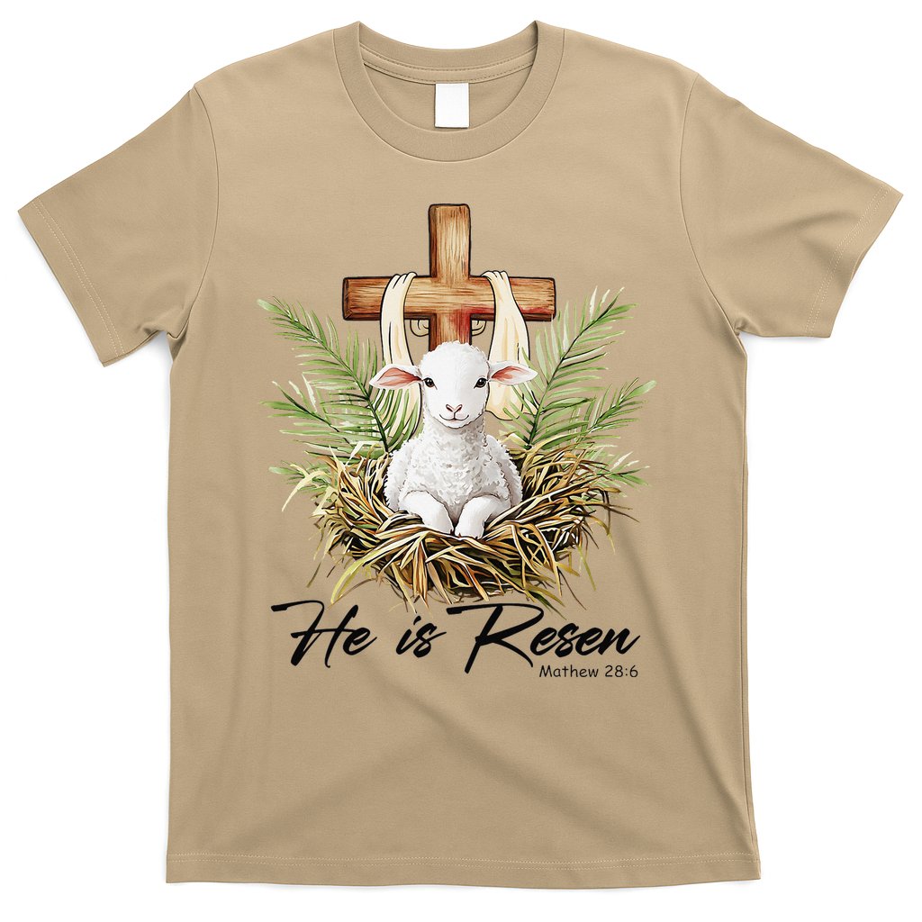 He Is Risen Lamb Cross Jesus Religious Christian Women T-Shirt