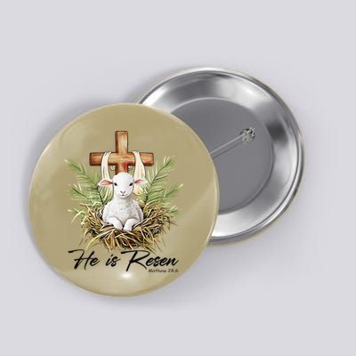 He Is Risen Lamb Cross Jesus Religious Christian Women Button