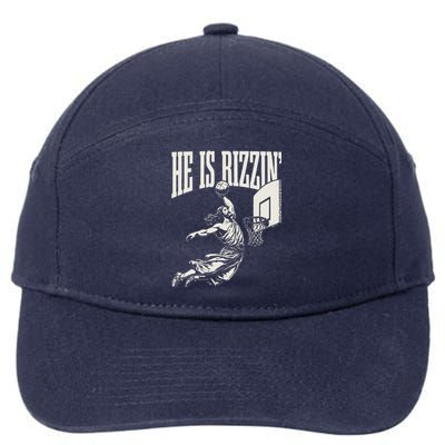 He Is Rizzin Jesus Playing Basketball 7-Panel Snapback Hat