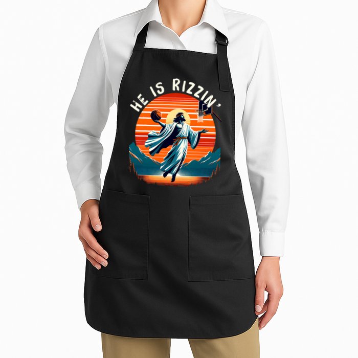He Is Rizzin Basketball Jesus Retro Easter Christian Trendy Design Apron