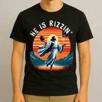 He Is Rizzin Basketball Jesus Retro Easter Christian Trendy Design T-Shirt