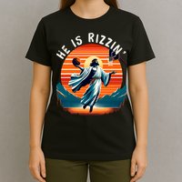 He Is Rizzin Basketball Jesus Retro Easter Christian Trendy Design T-Shirt