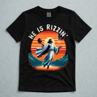 He Is Rizzin Basketball Jesus Retro Easter Christian Trendy Design T-Shirt