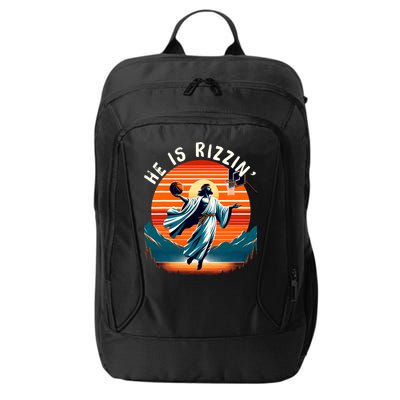 He Is Rizzin Basketball Jesus Retro Easter Christian Trendy Design City Backpack