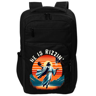He Is Rizzin Basketball Jesus Retro Easter Christian Trendy Design Impact Tech Backpack