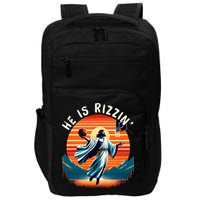 He Is Rizzin Basketball Jesus Retro Easter Christian Trendy Design Impact Tech Backpack