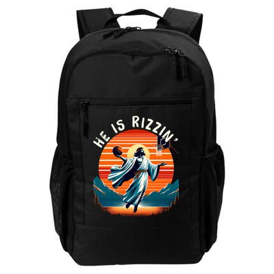 He Is Rizzin Basketball Jesus Retro Easter Christian Trendy Design Backpack