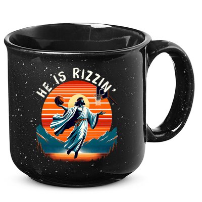 He Is Rizzin Basketball Jesus Retro Easter Christian Trendy Design 15oz Campfire Ceramic Mug