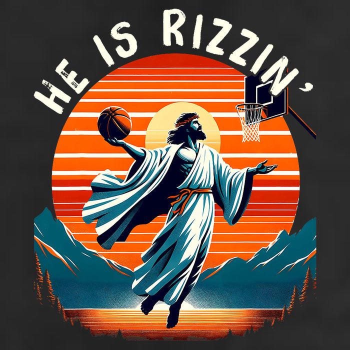 He Is Rizzin Basketball Jesus Retro Easter Christian Trendy Design 15oz Campfire Ceramic Mug