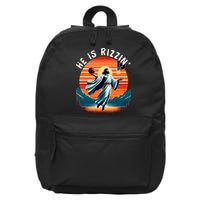 He Is Rizzin Basketball Jesus Retro Easter Christian Trendy Design 16 in Basic Backpack