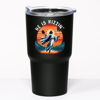 He Is Rizzin Basketball Jesus Retro Easter Christian Trendy Design Tumbler