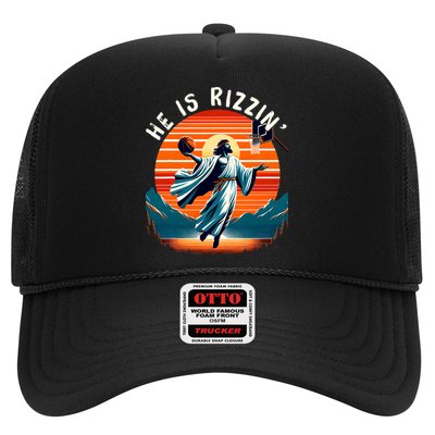 He Is Rizzin Basketball Jesus Retro Easter Christian Trendy Design Hat