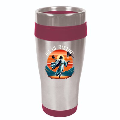 He Is Rizzin Basketball Jesus Retro Easter Christian Trendy Design 16oz Travel Tumbler