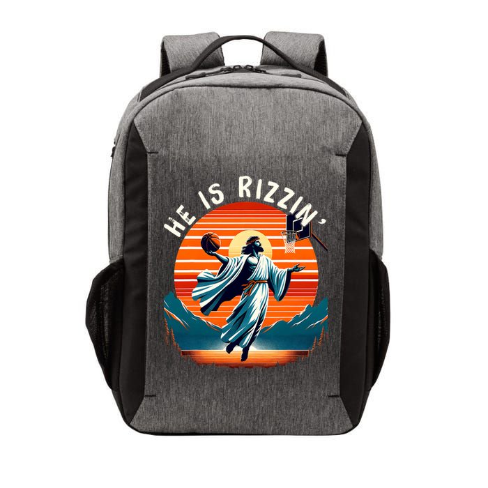 He Is Rizzin Basketball Jesus Retro Easter Christian Trendy Design Vector Backpack