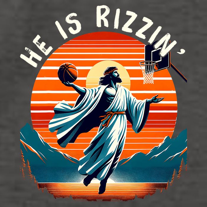 He Is Rizzin Basketball Jesus Retro Easter Christian Trendy Design Vector Backpack
