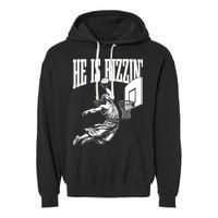 He Is Rizzin Funny Jesus Meme He Is Rizzen Garment-Dyed Fleece Hoodie