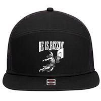 He Is Rizzin Funny Jesus Meme He Is Rizzen 7 Panel Mesh Trucker Snapback Hat